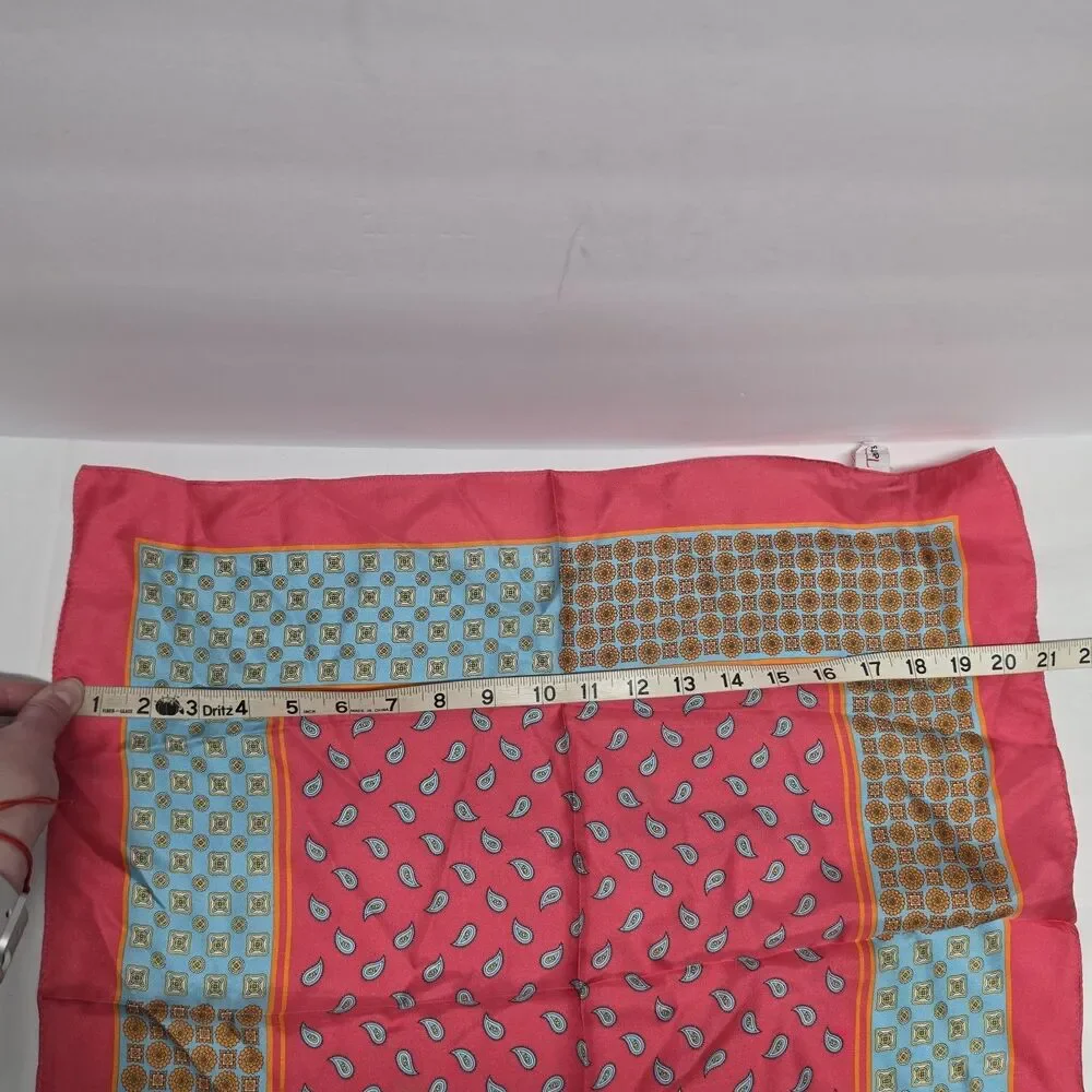 NWOT Talbots Hot Pink Blue Paisley 100% Silk Square Scarf 21